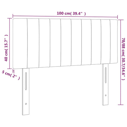 sengegavl med LED-lys 100x5x78/88 cm stof mørkegrå