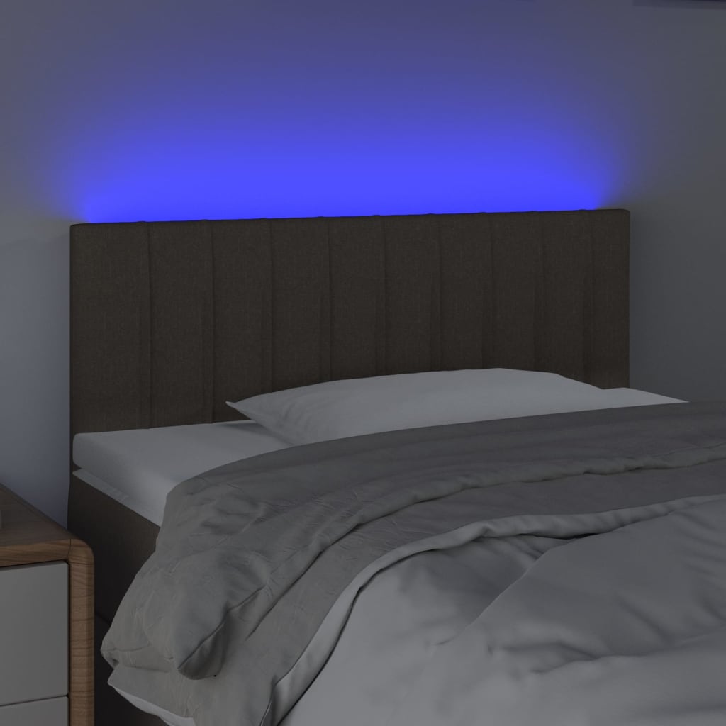 sengegavl med LED-lys 100x5x78/88 cm stof gråbrun