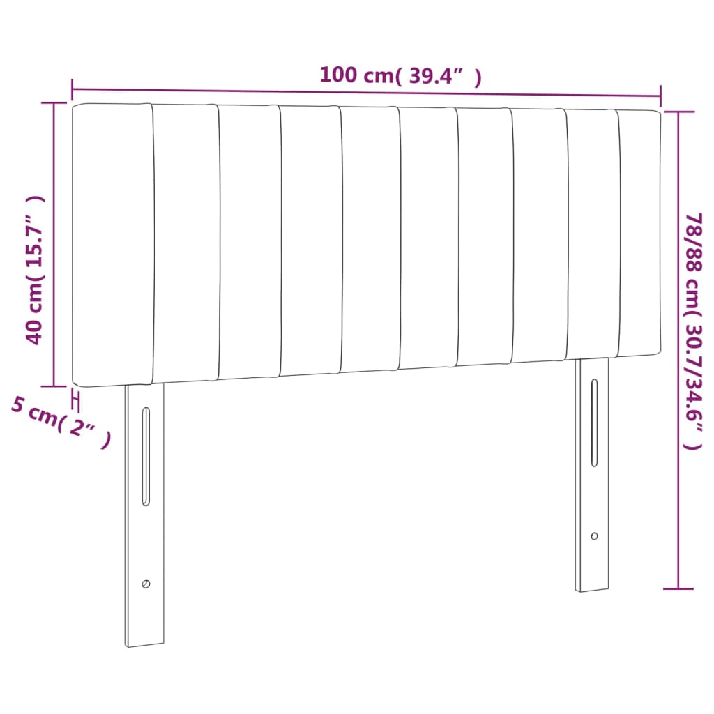 sengegavl med LED-lys 100x5x78/88 cm stof blå
