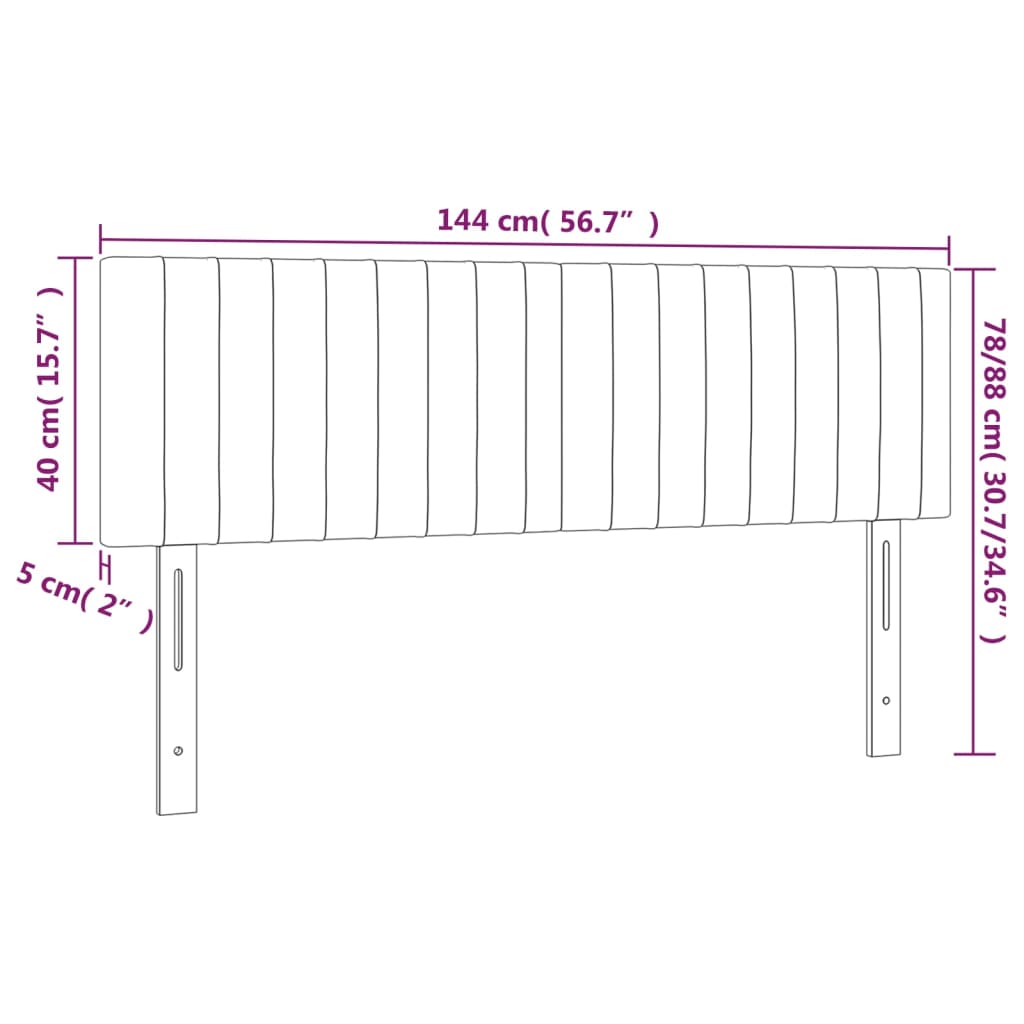 sengegavl med LED-lys 144x5x78/88 cm stof blå