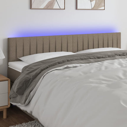 sengegavl med LED-lys 160x5x78/88 cm stof gråbrun