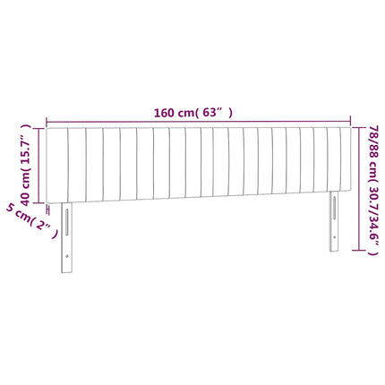 sengegavl med LED-lys 160x5x78/88 cm stof cremefarvet