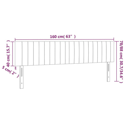 sengegavl med LED-lys 160x5x78/88 cm stof cremefarvet