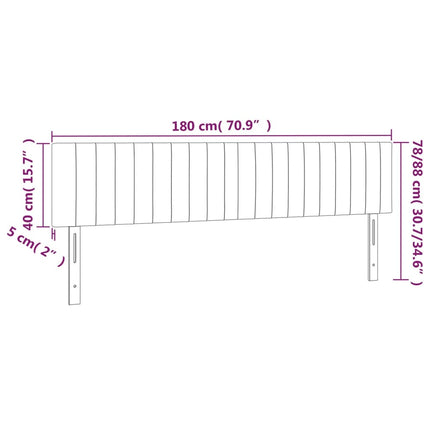 sengegavl med LED-lys 180x5x78/88 cm stof mørkegrå