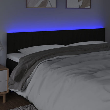 sengegavl med LED-lys 180x5x78/88 cm stof sort