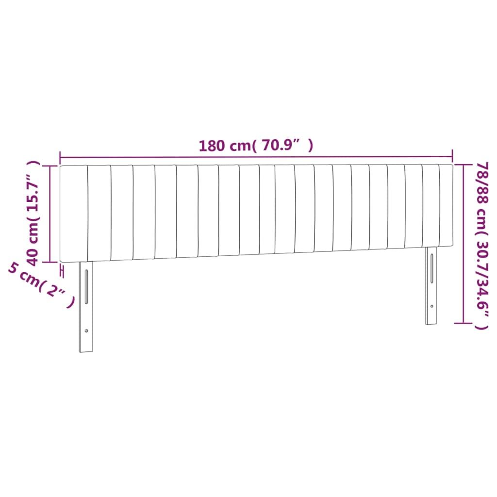 sengegavl med LED-lys 180x5x78/88 cm stof mørkebrun