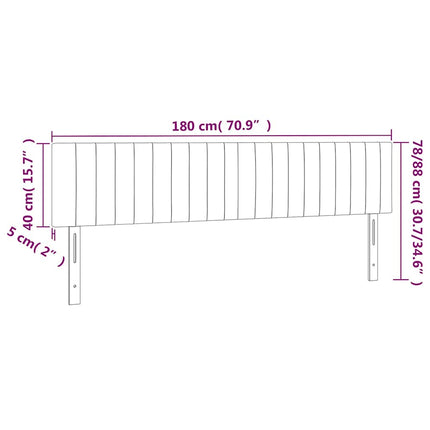 sengegavl med LED-lys 180x5x78/88 cm stof cremefarvet