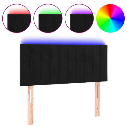 sengegavl med LED-lys 80x5x78/88 cm velour sort