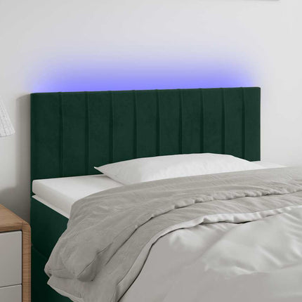 sengegavl med LED-lys 80x5x78/88 cm velour mørkegrøn