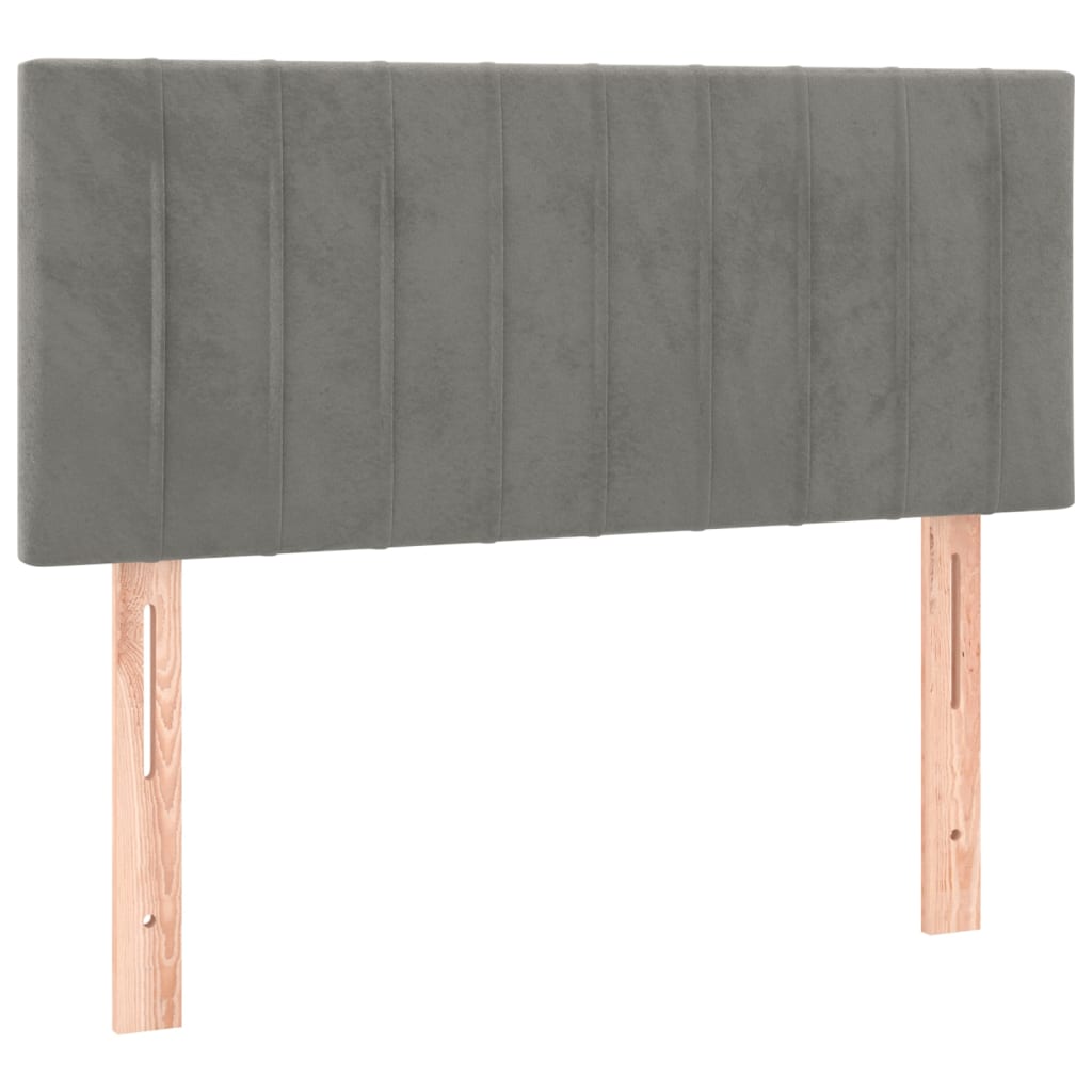 sengegavl med LED-lys 90x5x78/88 cm fløjl lysegrå