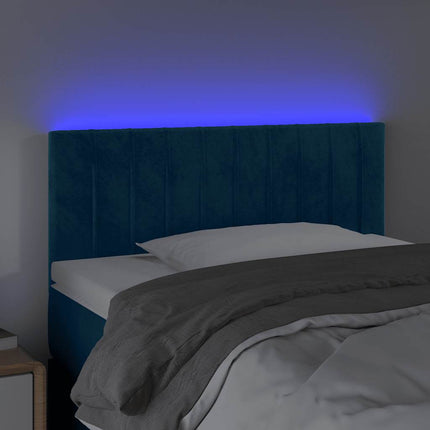sengegavl med LED-lys 90x5x78/88 cm fløjl mørkeblå