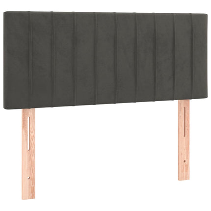 sengegavl med LED-lys 100x5x78/88 cm fløjl mørkegrå