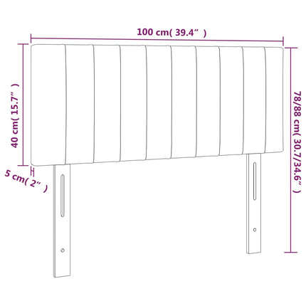 sengegavl med LED-lys 100x5x78/88 cm fløjl sort