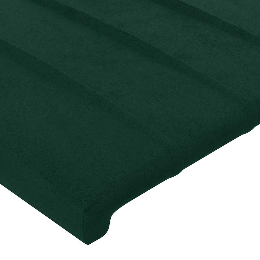 sengegavl med LED-lys 100x5x78/88 cm fløjl mørkegrøn