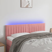 sengegavl med LED-lys 144x5x78/88 cm fløjl lyserød