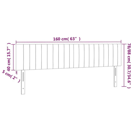 sengegavl med LED-lys 160x5x78/88 cm fløjl mørkegrøn