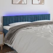 sengegavl med LED-lys 160x5x78/88 cm fløjl mørkeblå