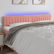 sengegavl med LED-lys 160x5x78/88 cm velour lyserød