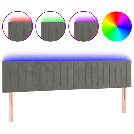 sengegavl med LED-lys 180x5x78/88 cm velour lysegrå