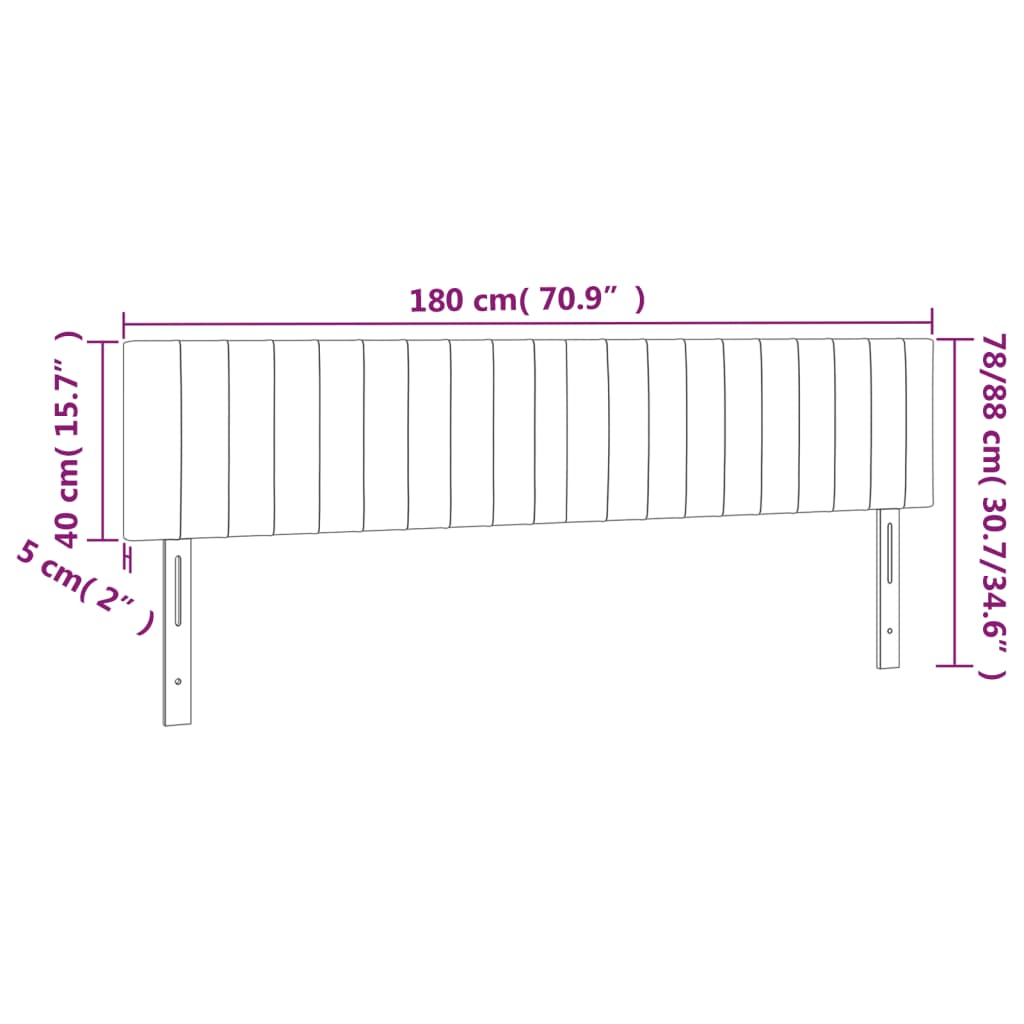 sengegavl med LED-lys 180x5x78/88 cm velour sort