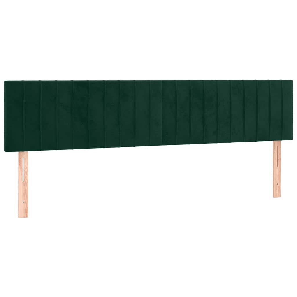 sengegavl med LED-lys 180x5x78/88 cm fløjl mørkegrøn