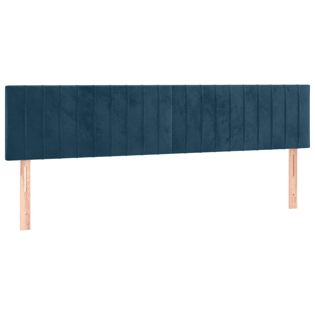 sengegavl med LED-lys 200x5x78/88 cm fløjl mørkeblå