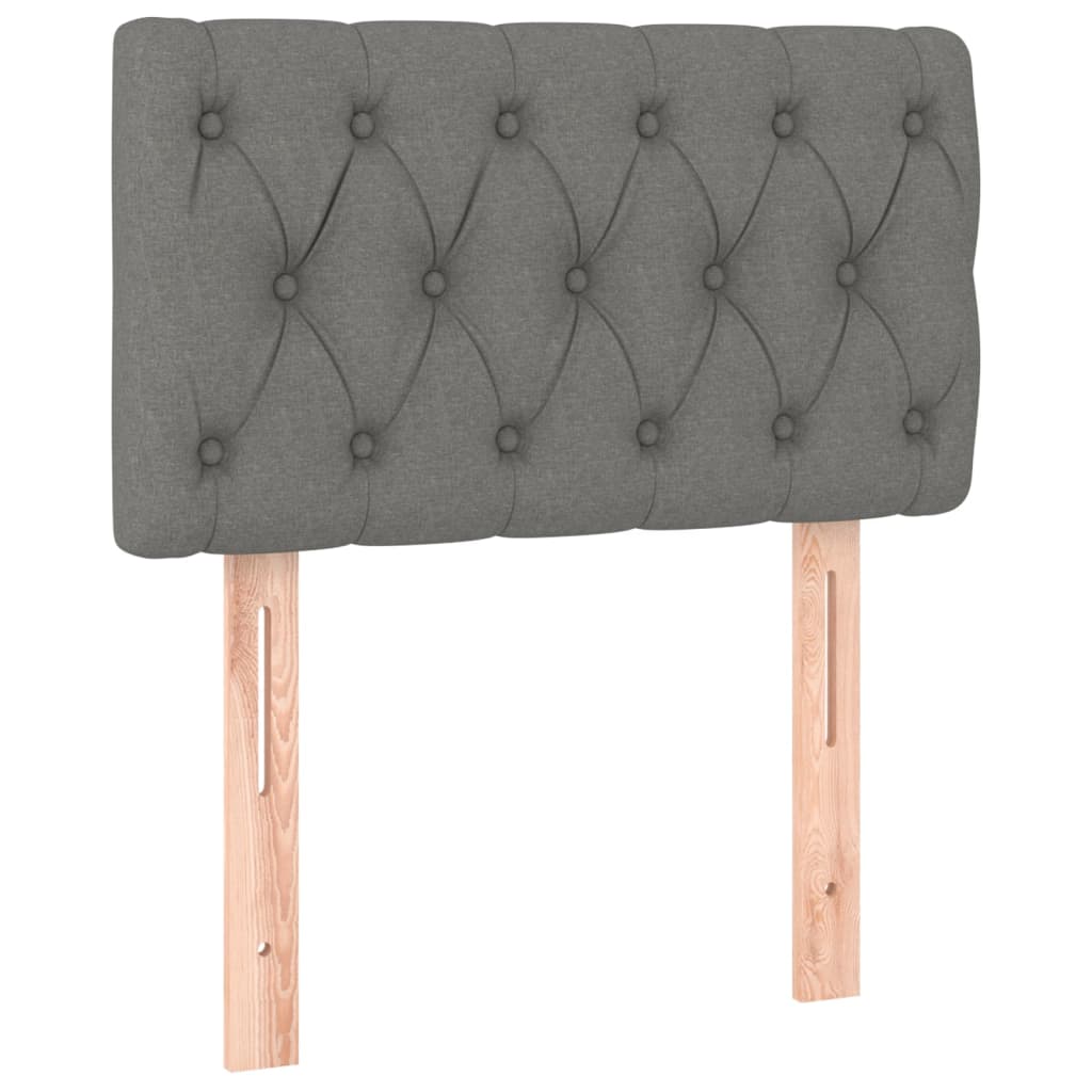 sengegavl med LED-lys 80x7x78/88 cm stof lysegrå