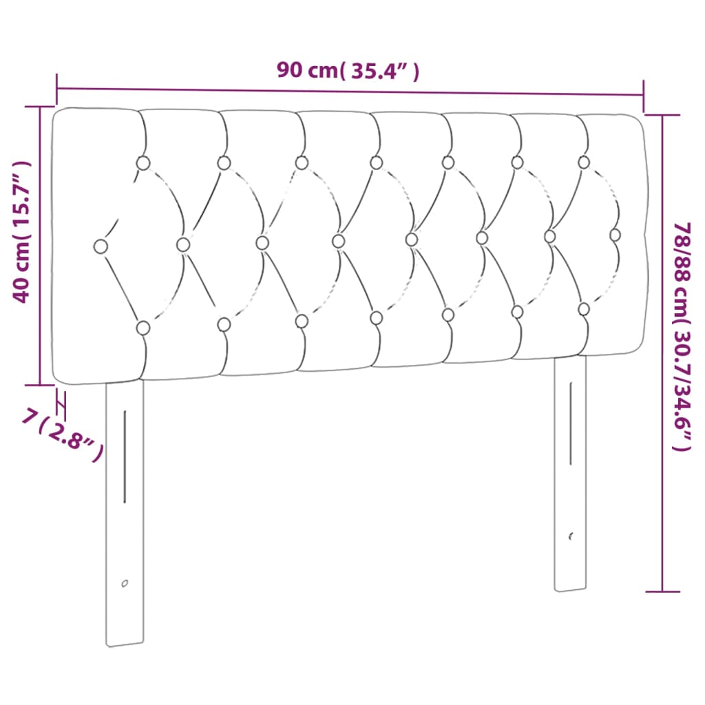 sengegavl med LED-lys 90x7x78/88 cm stof cremefarvet