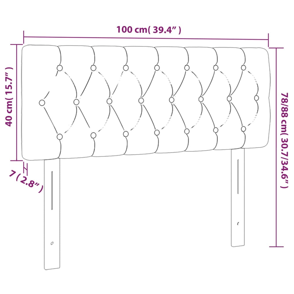 sengegavl med LED-lys 100x7x78/88 cm stof cremefarvet