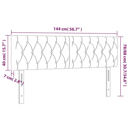 sengegavl med LED-lys 144x7x78/88 cm stof sort