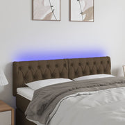 sengegavl med LED-lys 160x7x78/88 cm stof mørkebrun