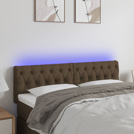 sengegavl med LED-lys 160x7x78/88 cm stof mørkebrun