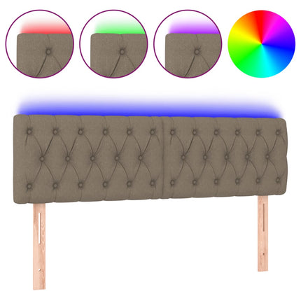 sengegavl med LED-lys 160x7x78/88 cm stof gråbrun