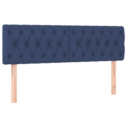 sengegavl med LED-lys 160x7x78/88 cm stof blå