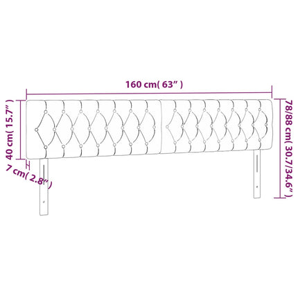 sengegavl med LED-lys 160x7x78/88 cm stof blå