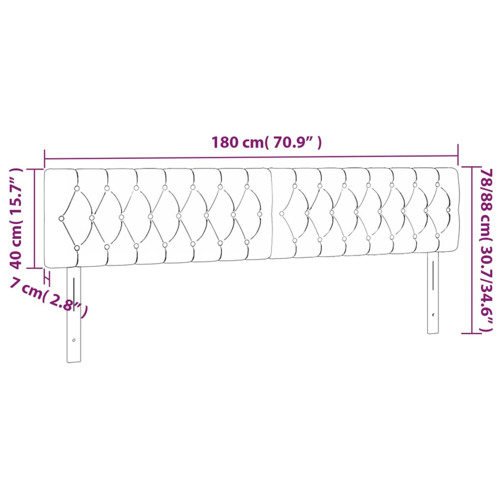 sengegavl med LED-lys 180x7x78/88 cm stof blå