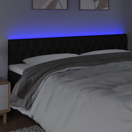 sengegavl med LED-lys 200x7x78/88 cm stof sort