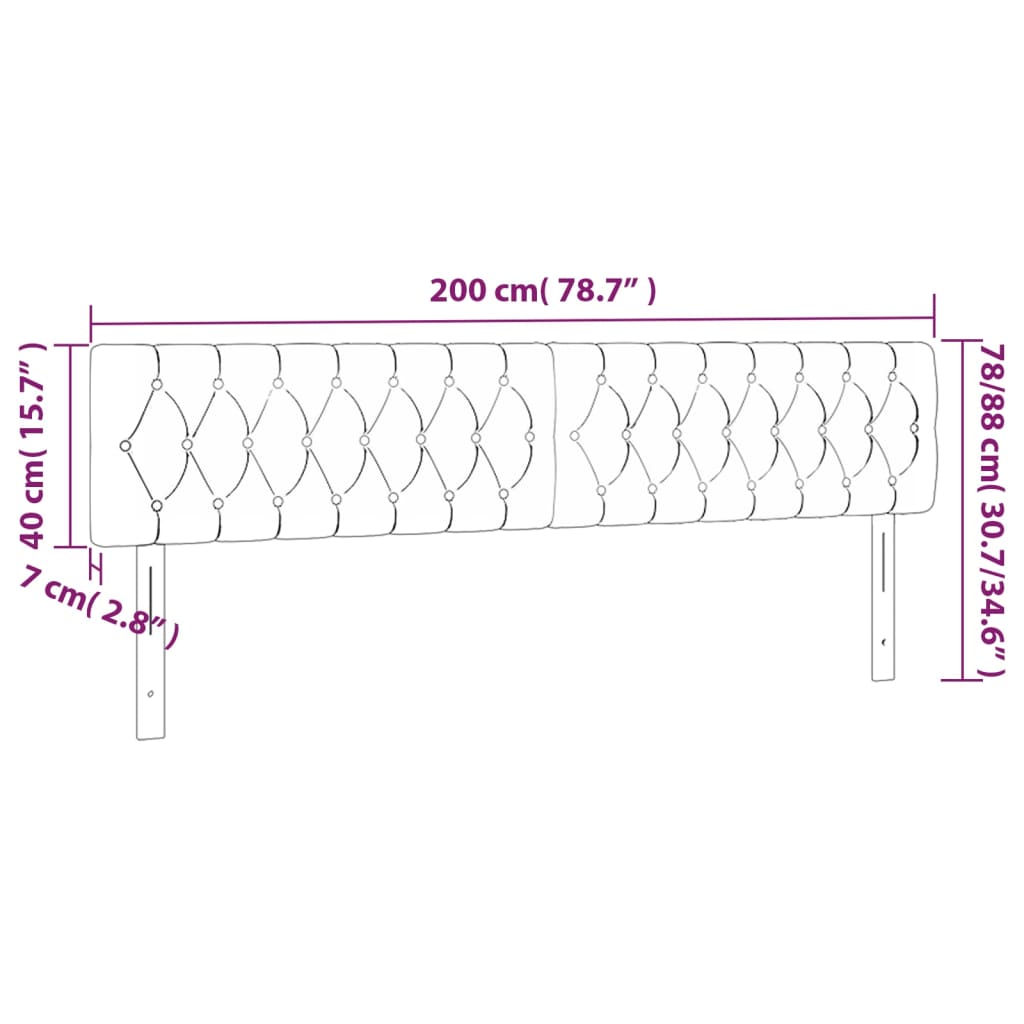 sengegavl med LED-lys 200x7x78/88 cm stof mørkebrun