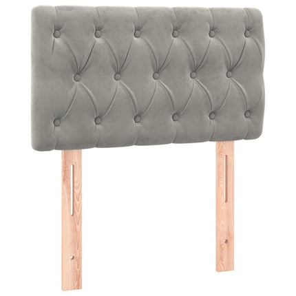 sengegavl med LED-lys 80x7x78/88 cm velour lysegrå