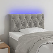 sengegavl med LED-lys 80x7x78/88 cm velour lysegrå