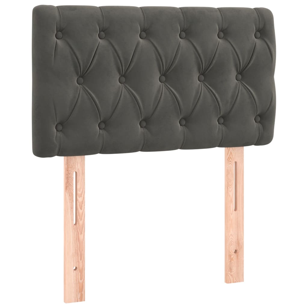 sengegavl med LED-lys 80x7x78/88 cm velour mørkegrå