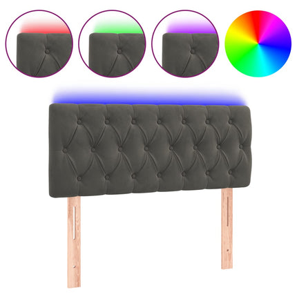 sengegavl med LED-lys 90x7x78/88 cm velour mørkegrå