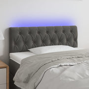 sengegavl med LED-lys 100x7x78/88 cm velour mørkegrå