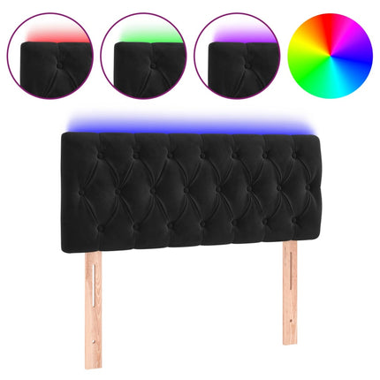 sengegavl med LED-lys 100x7x78/88 cm velour sort