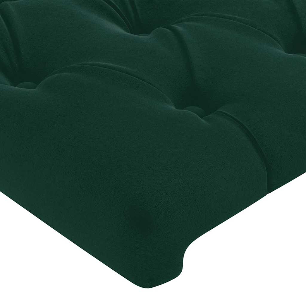 sengegavl med LED-lys 144x7x78/88 cm velour mørkegrøn