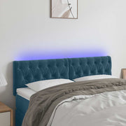 sengegavl med LED-lys 144x7x78/88 cm velour mørkeblå