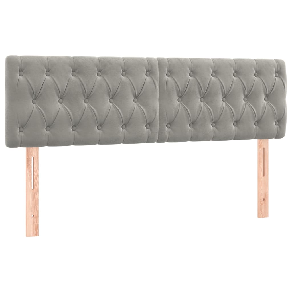 sengegavl med LED-lys 160x7x78/88 cm velour lysegrå