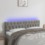 sengegavl med LED-lys 160x7x78/88 cm velour lysegrå