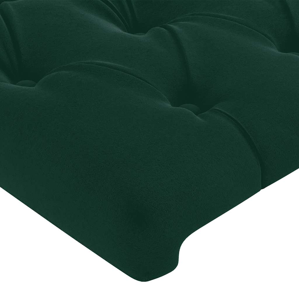 sengegavl med LED-lys 160x7x78/88 cm velour mørkegrøn