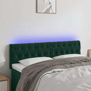 sengegavl med LED-lys 160x7x78/88 cm velour mørkegrøn
